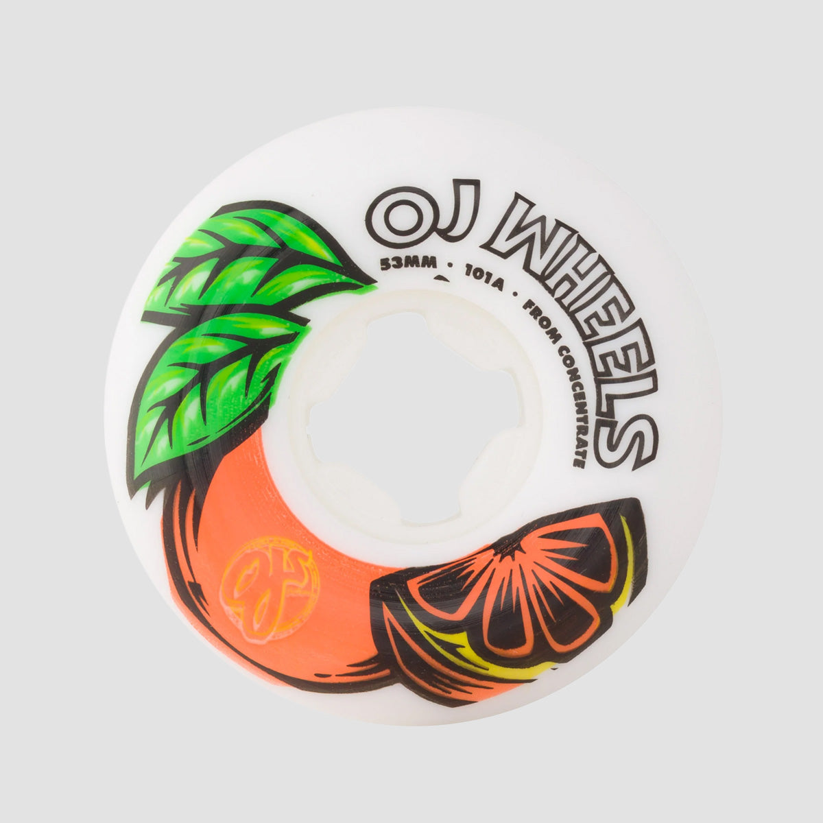 OJ From Concentrate Hardline 101a Skateboard Wheels White/Orange 53mm