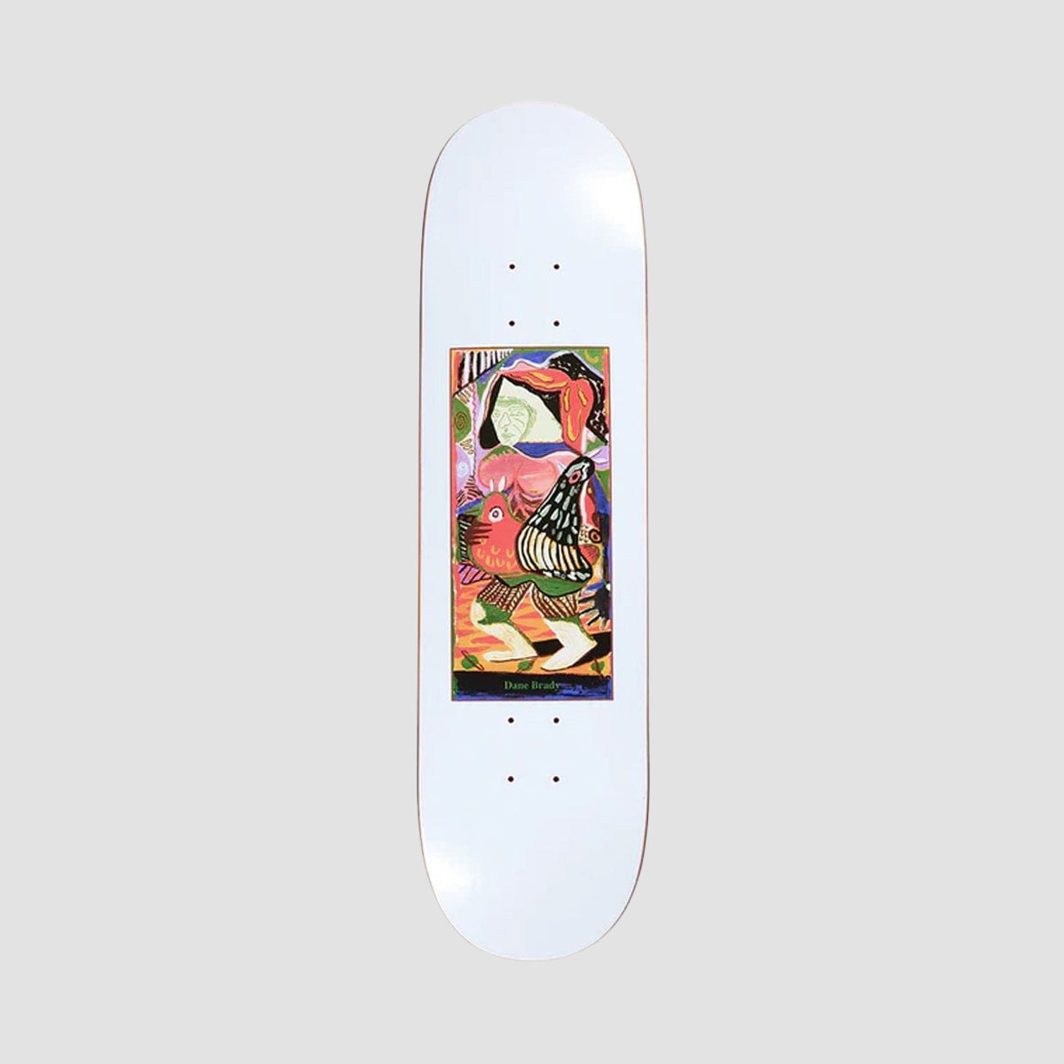 Polar Dane Brady Pigeons Skateboard Deck White - 8"