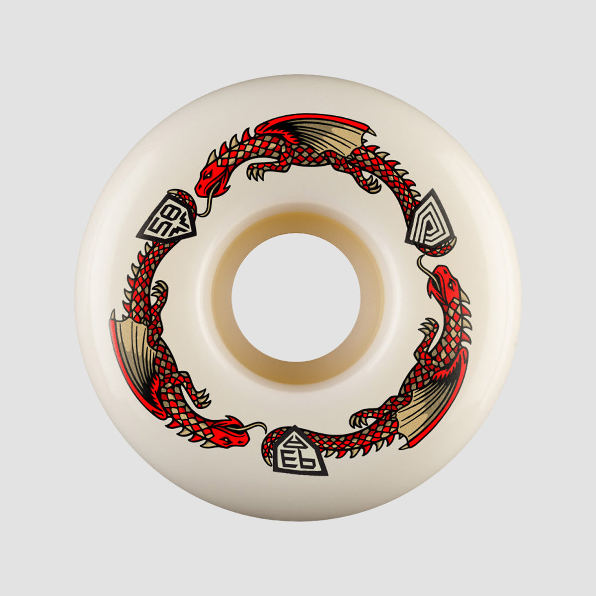 Powell Peralta Dragon Formula 93A V7 Skateboard Wheels Off White/Red 58x38mm