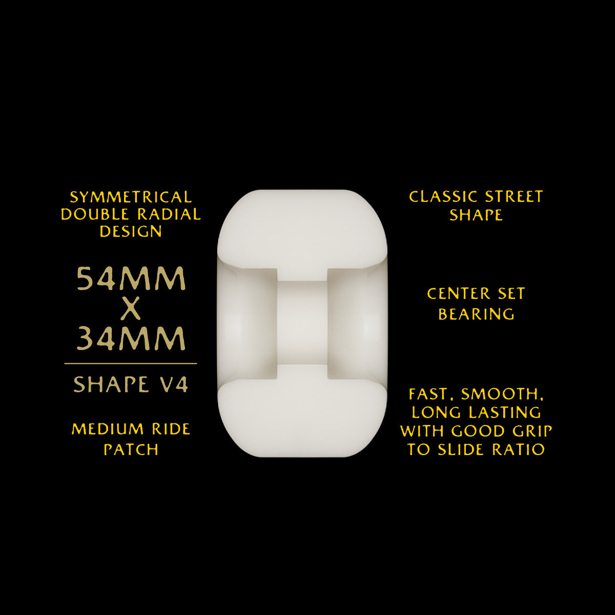 Powell Peralta Dragon Formula 95A V4 Skateboard Wheels Off White/Yellow 54x34mm