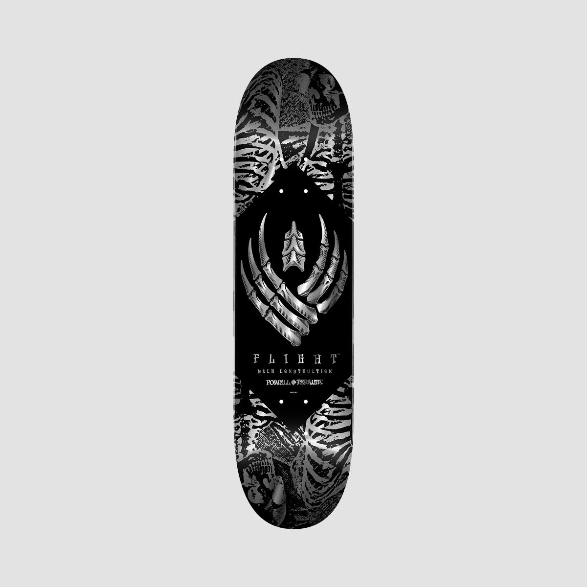 Powell Peralta Skeleton Flight 243 Skateboard Deck Silver Foil - 8.25"