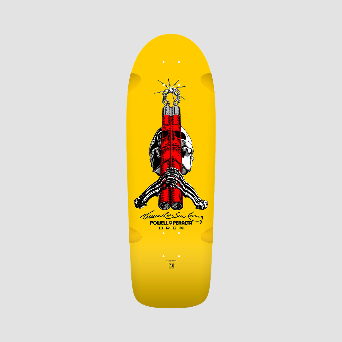 Powell Peralta Skull & Nunchucks Bruce Lee Collab 166 Skateboard Deck Yellow - 10"