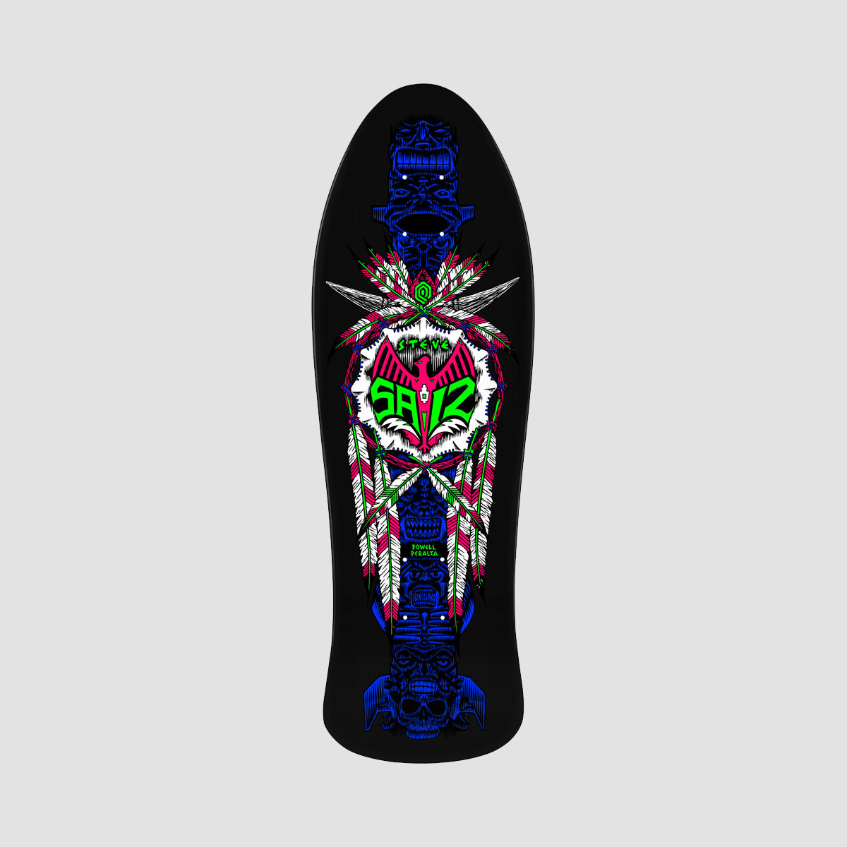 Powell Peralta Steve Saiz Totem Reissue 282 Skateboard Deck Blacklight- 10"