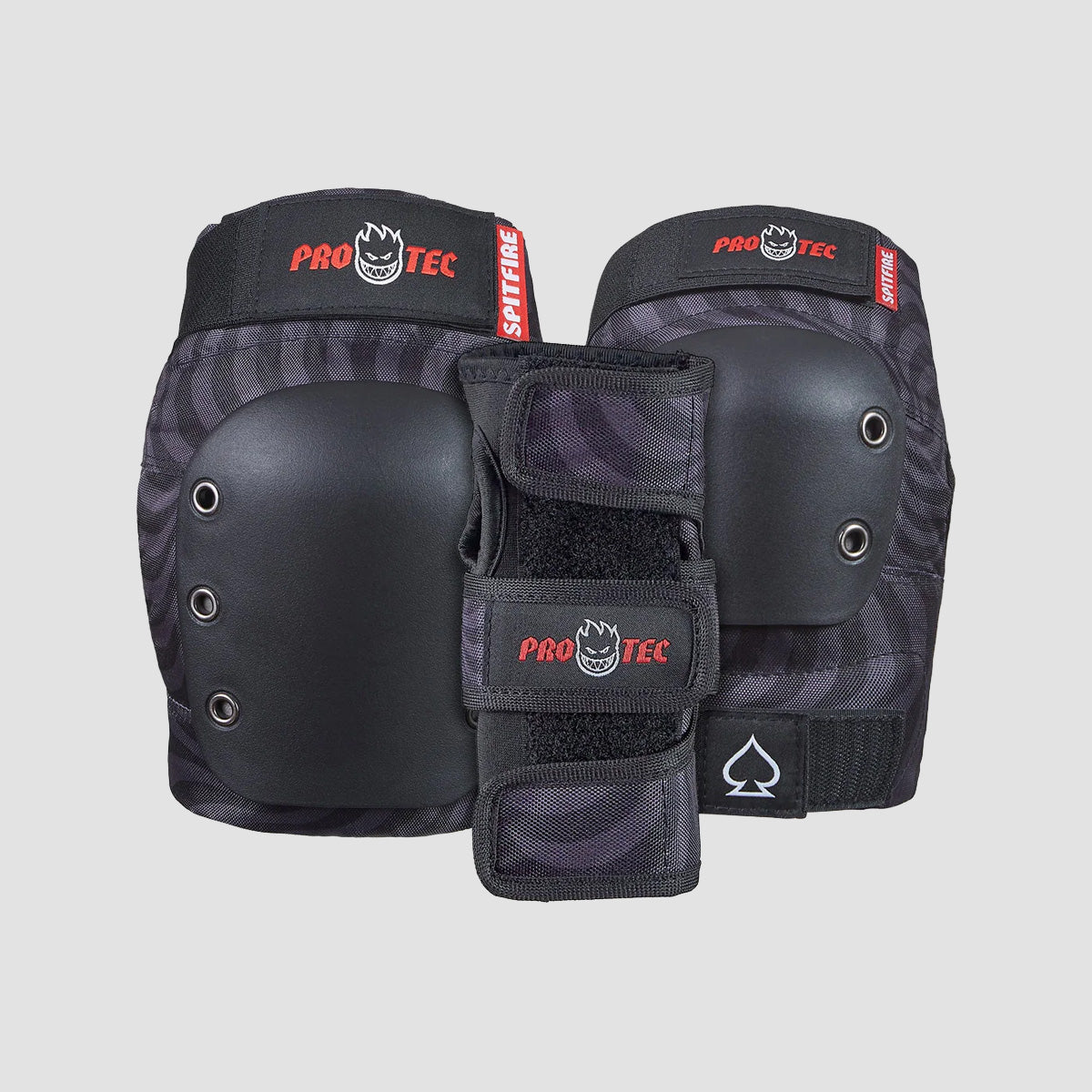 Protec X Spitfire Street Open Back Pad Set 3 Pack Black - Kids