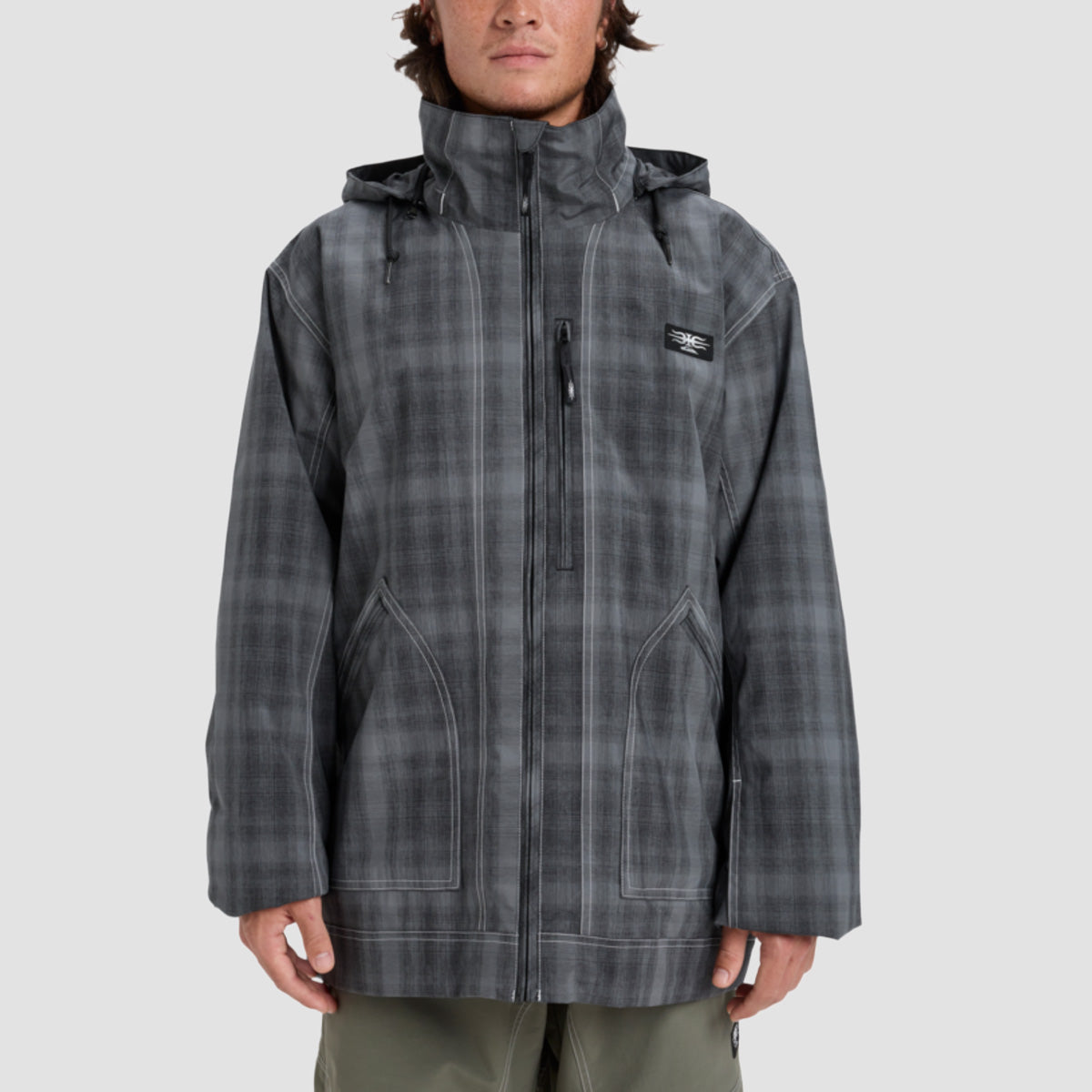 Quiksilver Live Wire 10K Snow Jacket Mercury Check True Black