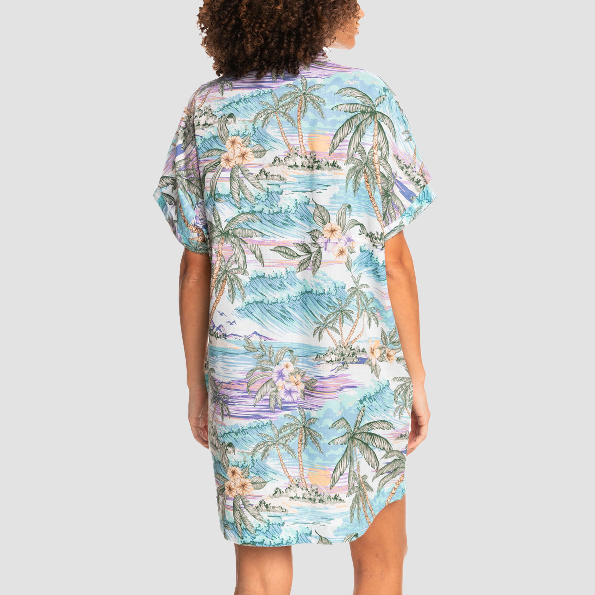 Quiksilver On Vacation Short Sleeve Shirt Dress Dreamscape Pool - Womens