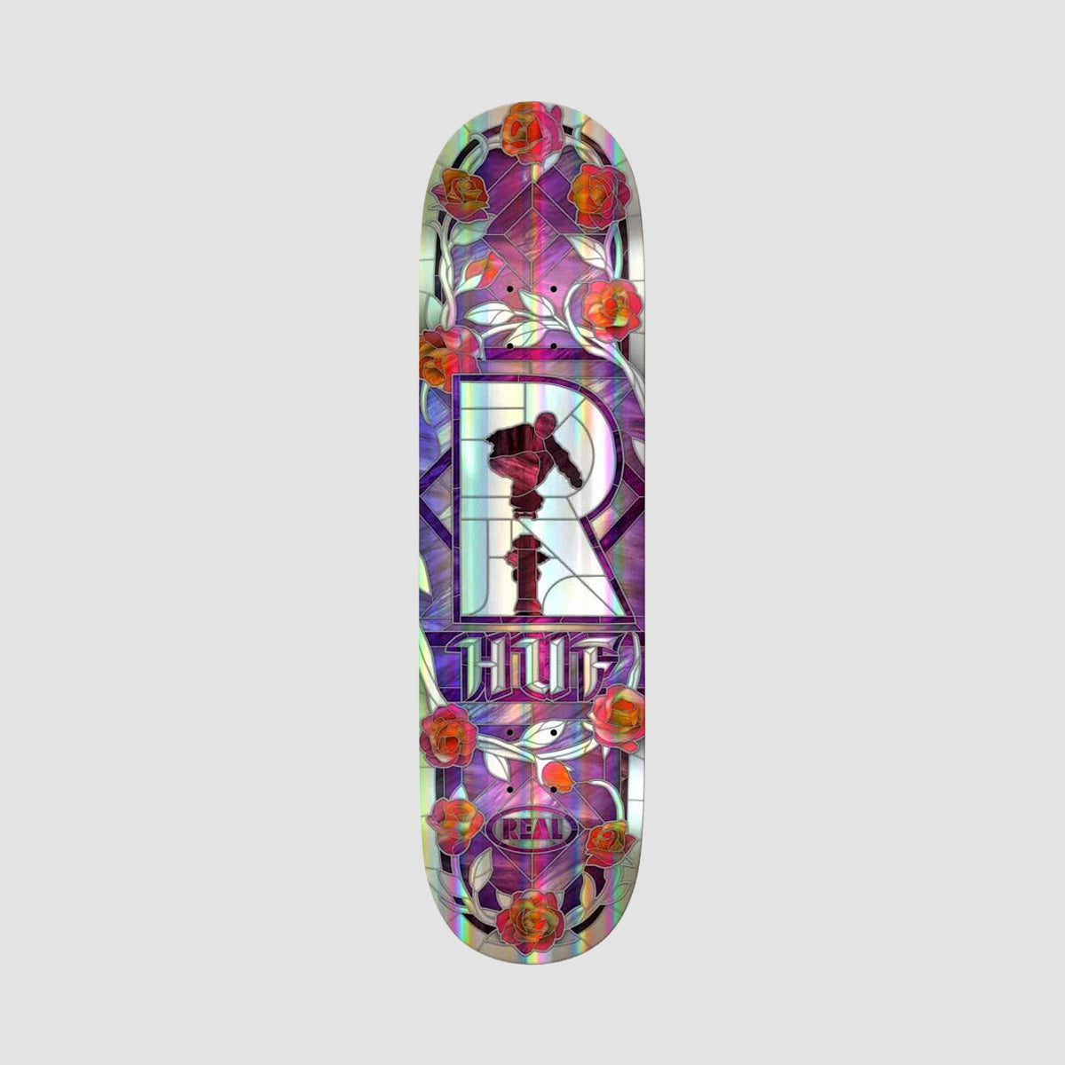 Real Huf Holographic Cathedral Skateboard Deck Rainbow Foil - 8.25"
