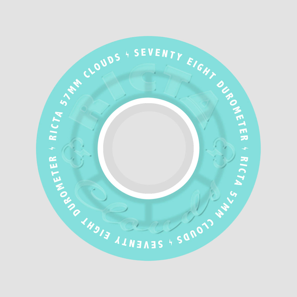Ricta Clouds Transparent 78a Skateboard Wheels Aqua/White 57mm