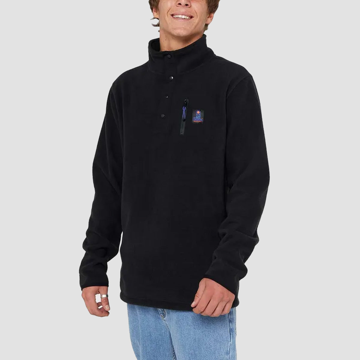 Rip Curl Search Polar Fleece Crew Sweatshirt Black