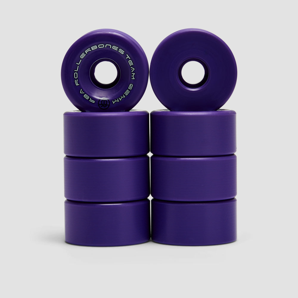 A Team Rims Rollerbones Team Logo 98a Quad Wheels x8 Purple 62mm