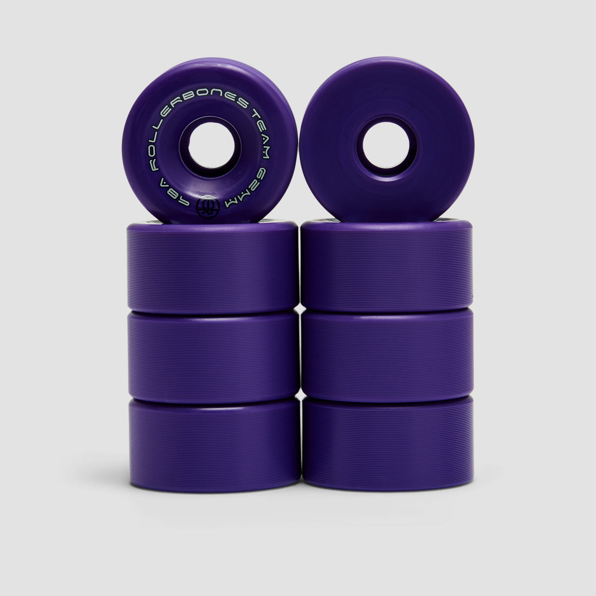 Rollerbones Team Logo 98a Quad Wheels x8 Purple 62mm