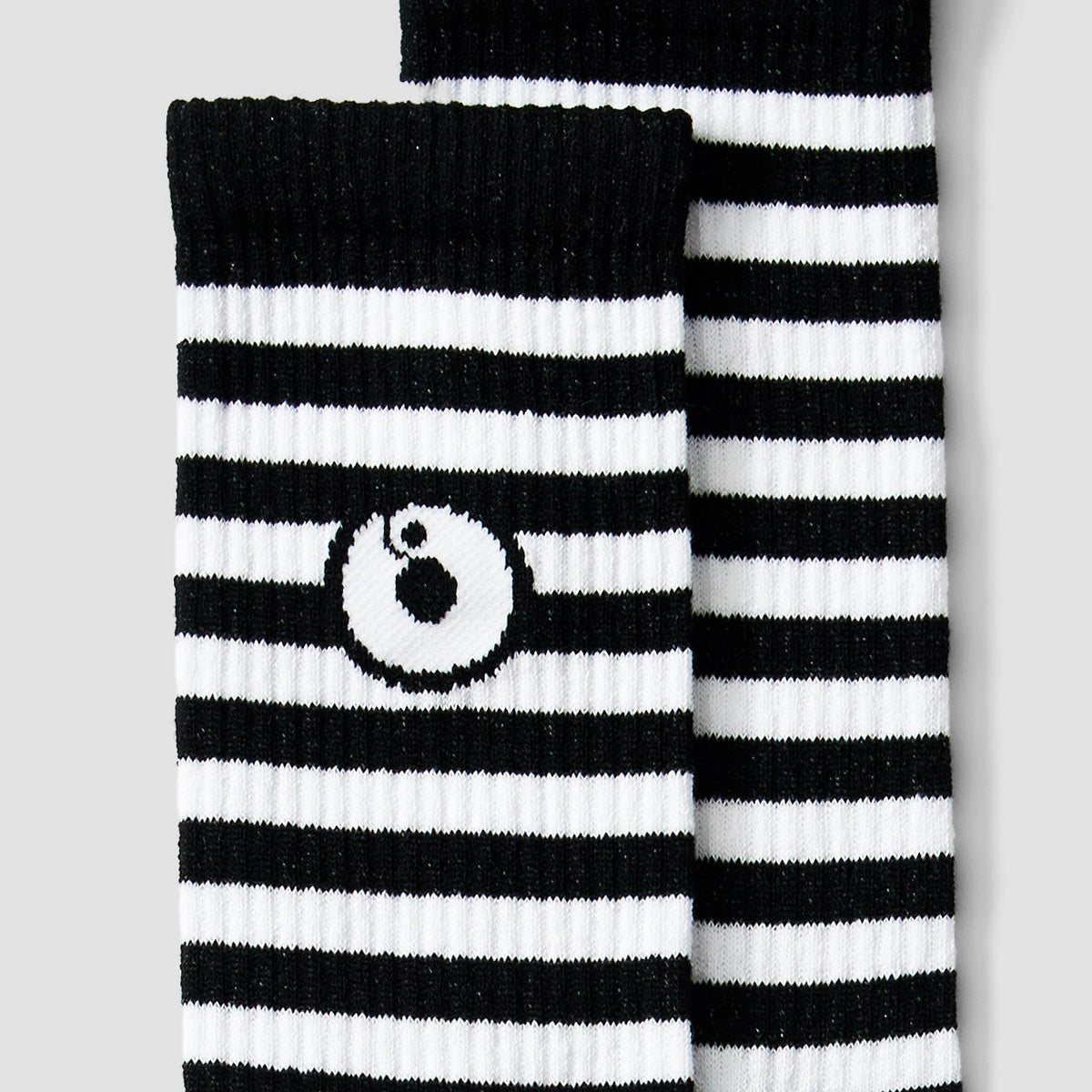 Rollersnakes Logo Crew Socks Black/White Stripes