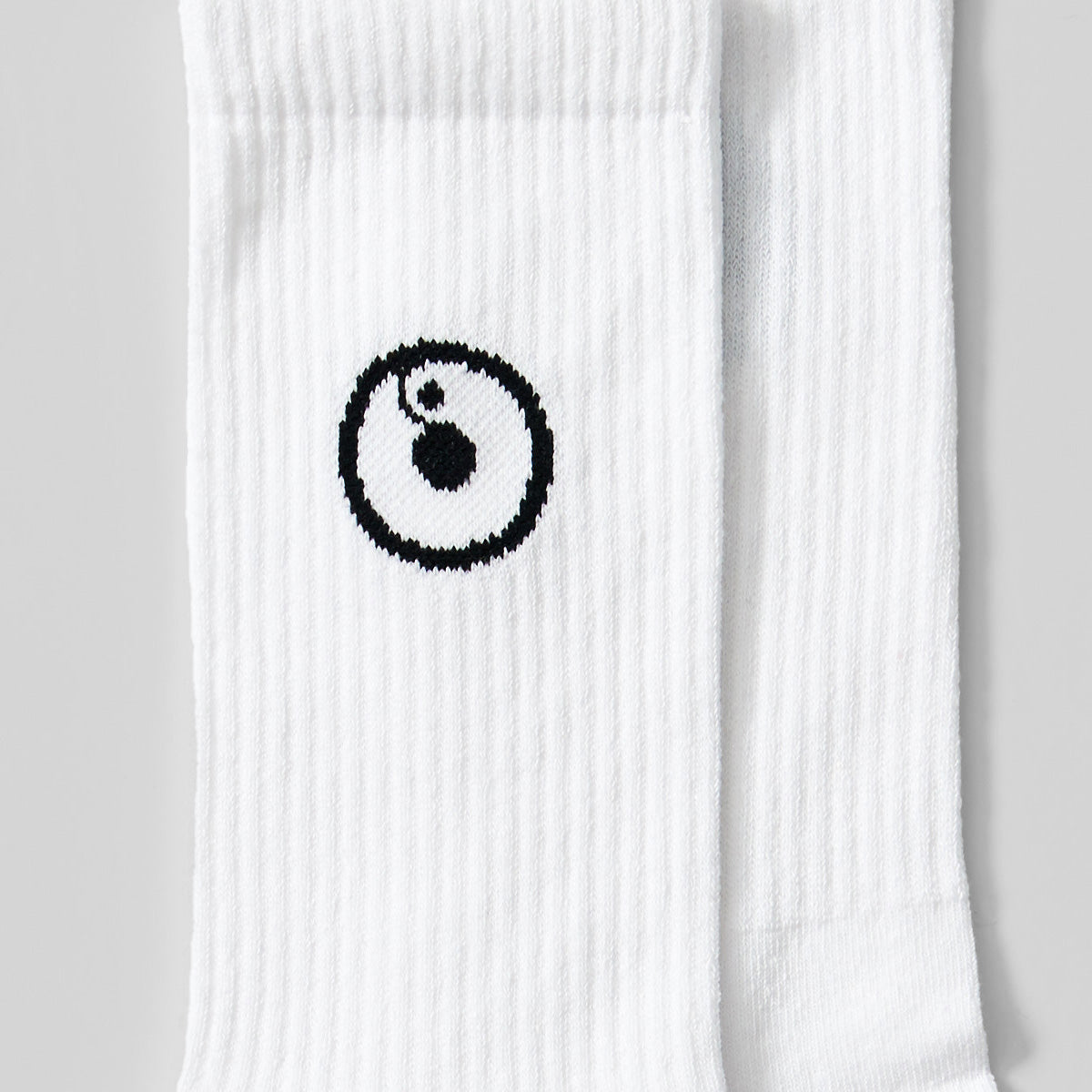 Rollersnakes Logo Crew Socks White