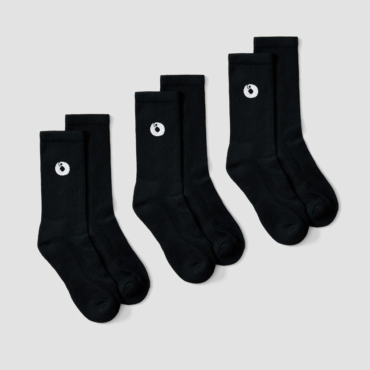 Rollersnakes Logo Crew Socks Black 7-11uk (3-Pack)