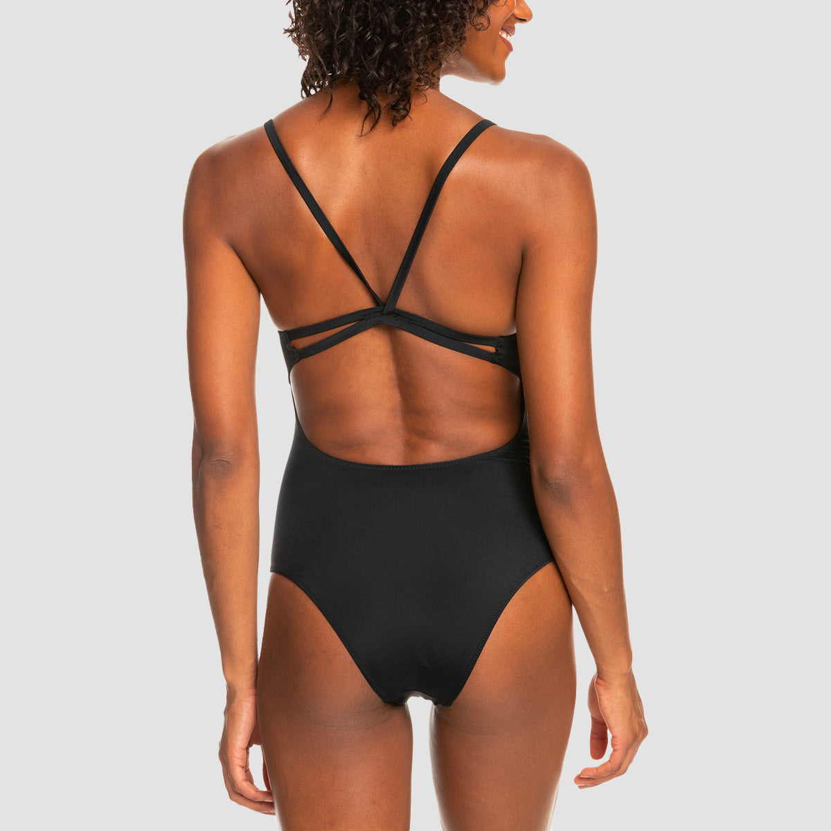 Roxy Active Square Neck One-Piece Swimsuit Anthracite - Womens