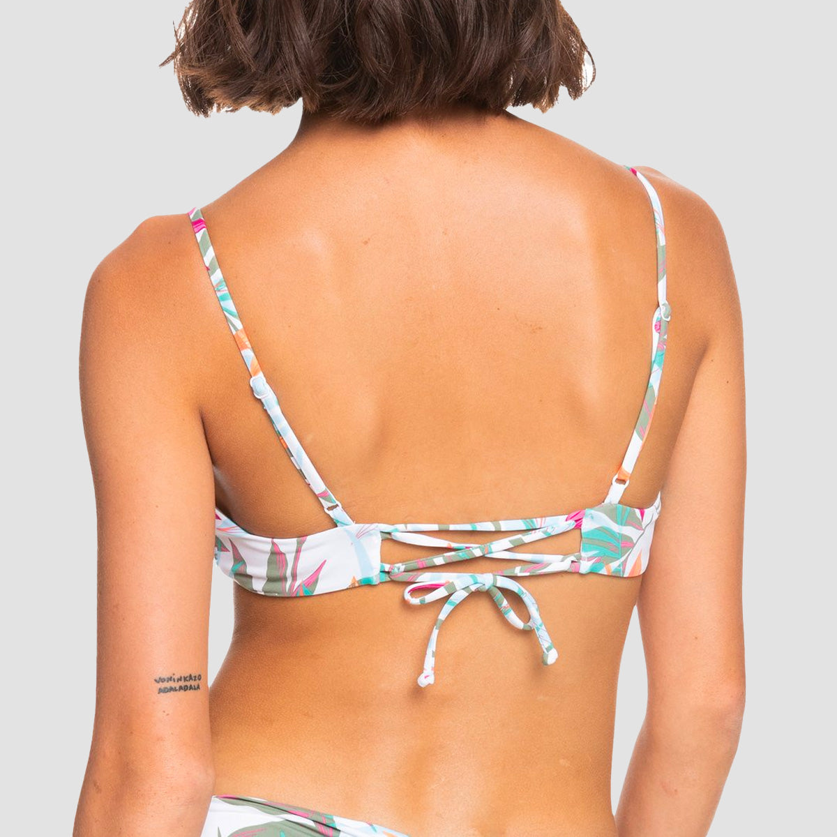 Roxy Beach Classics Athletic Triangle Bikini Top Bright White Floral Of Paradis - Womens