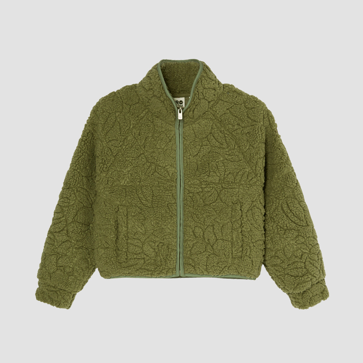 Roxy Blurry Cloud Sherpa Fleece Jacket Oil Green Outline Mo - Girls