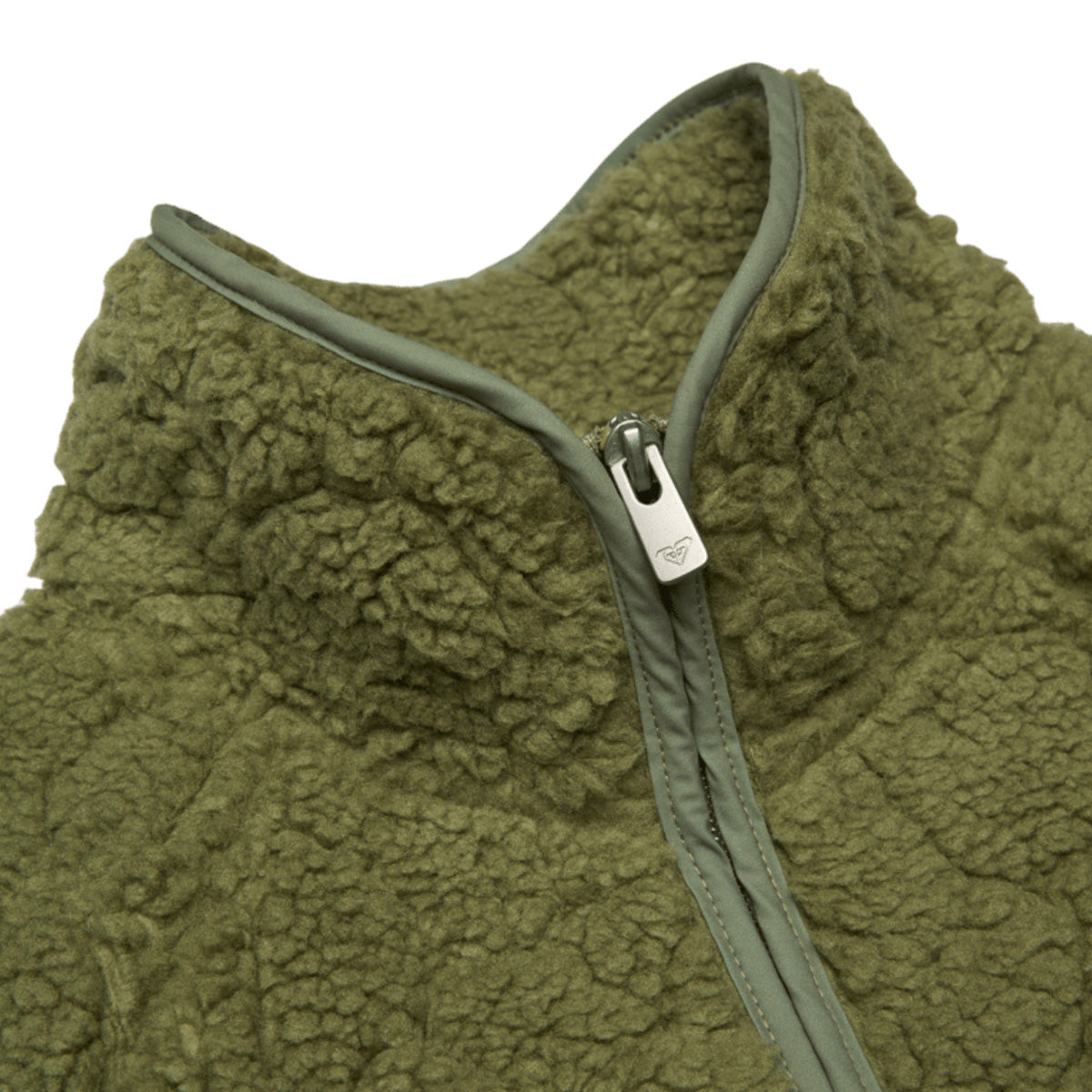 Roxy Blurry Cloud Sherpa Fleece Jacket Oil Green Outline Mo - Girls