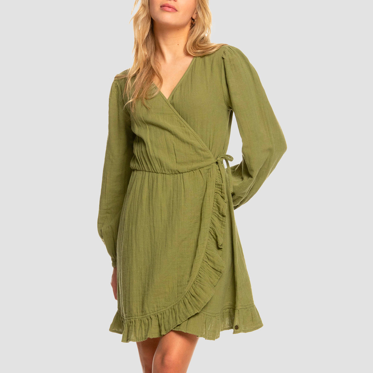 Roxy Bright And Shine Long Sleeve Dress Loden Green - Womens