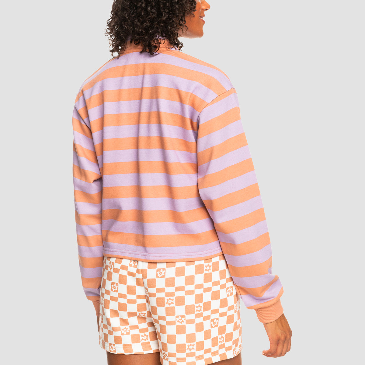 Roxy Carefree Vibe Half Zip Sweatshirt Cork Sunray Stripe Stripe - Womens