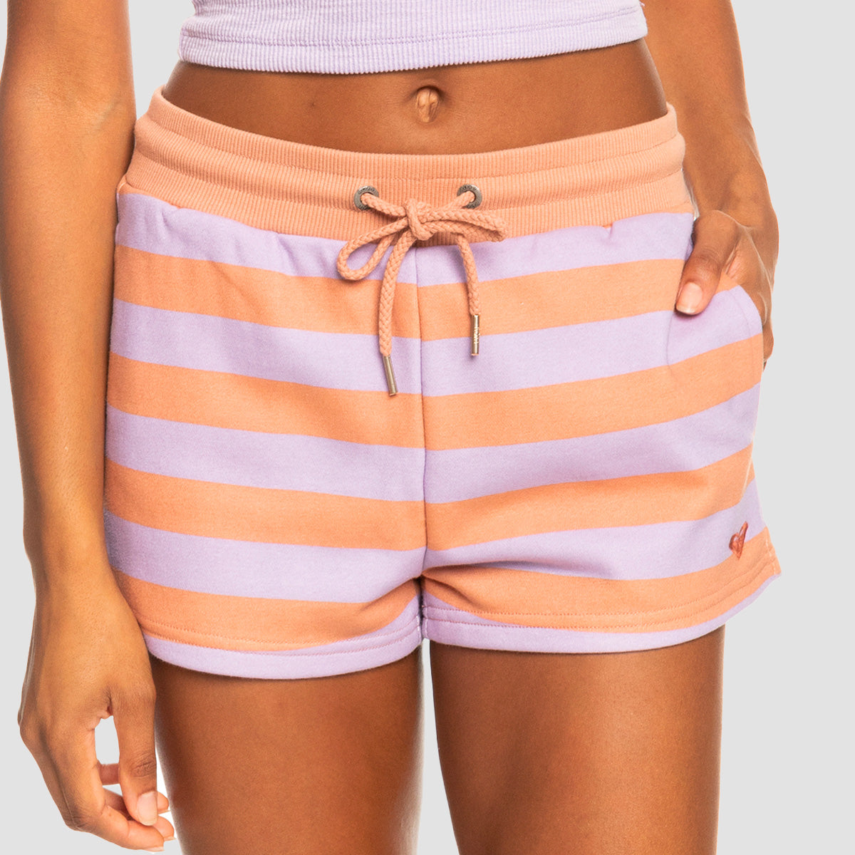 Roxy Carefree Vibe Sweat Shorts Cork Sunray Stripe Stripe - Womens