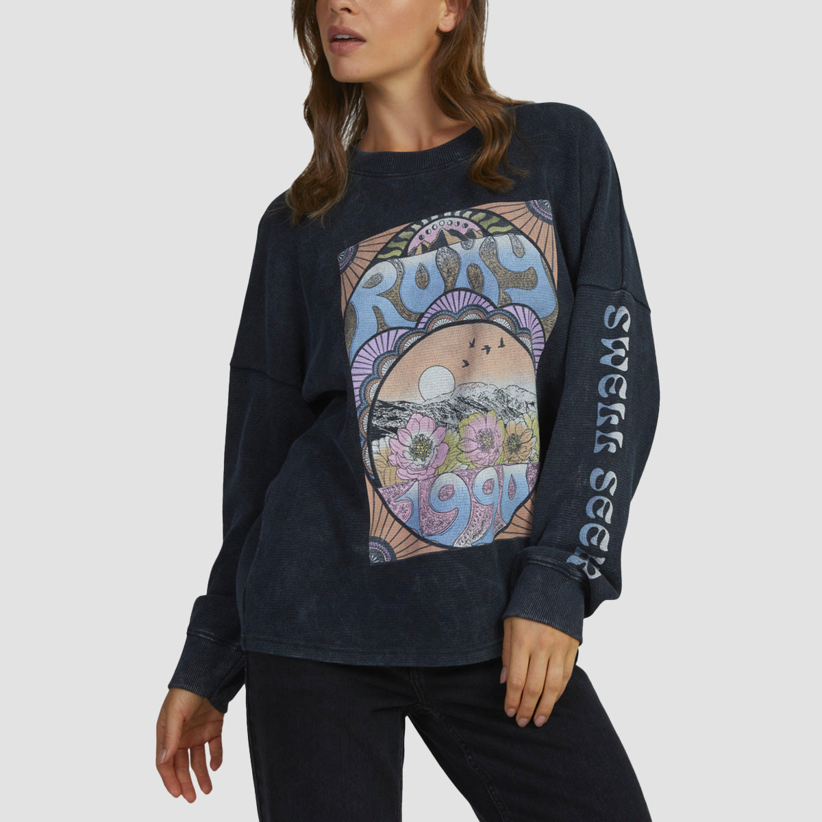 Roxy East Side Midweight Sweatshirt Anthracite - Womens
