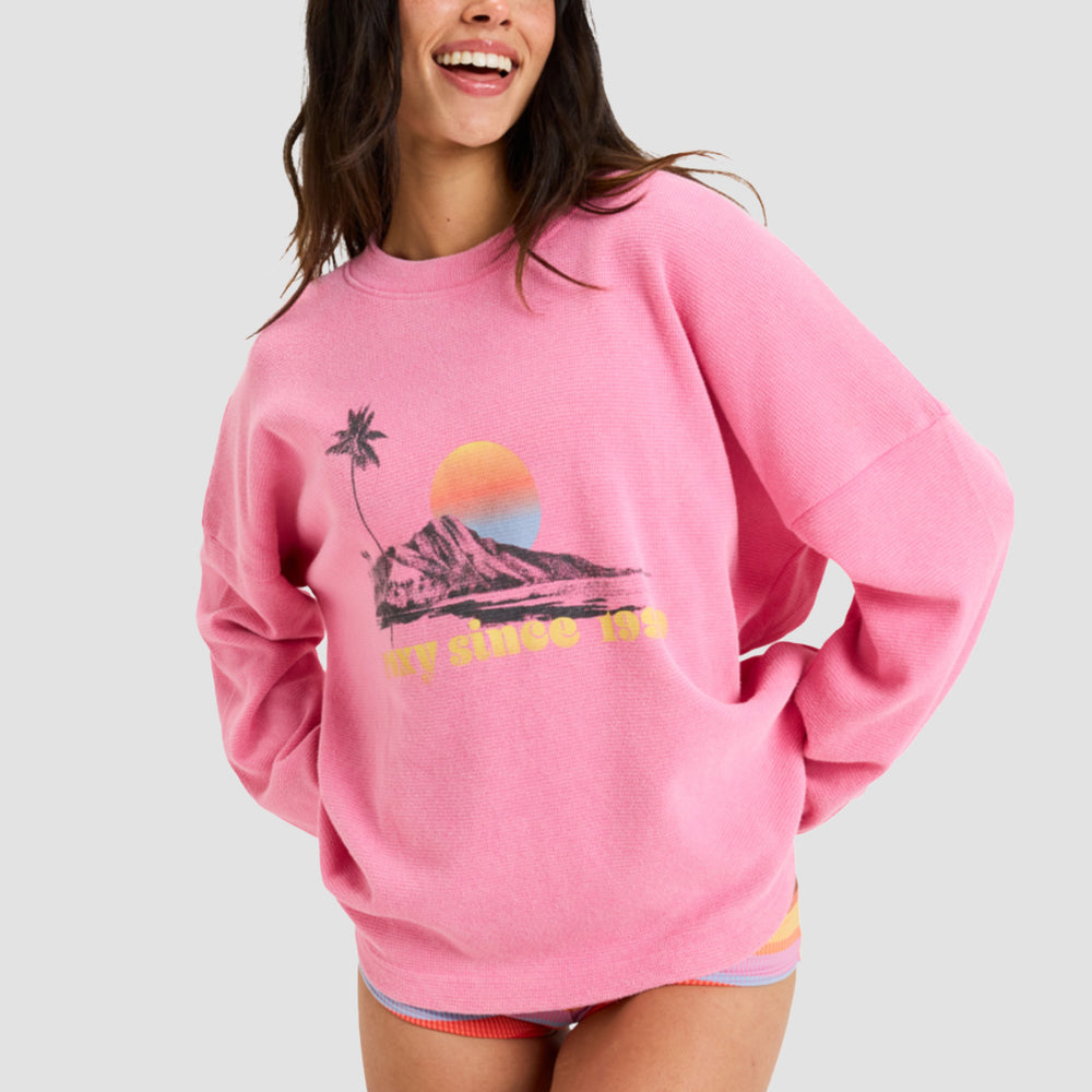 Pink Roxy Shirt Roxy Eastside Midweight Longsleeve T-Shirt Pink Cosmos - Womens