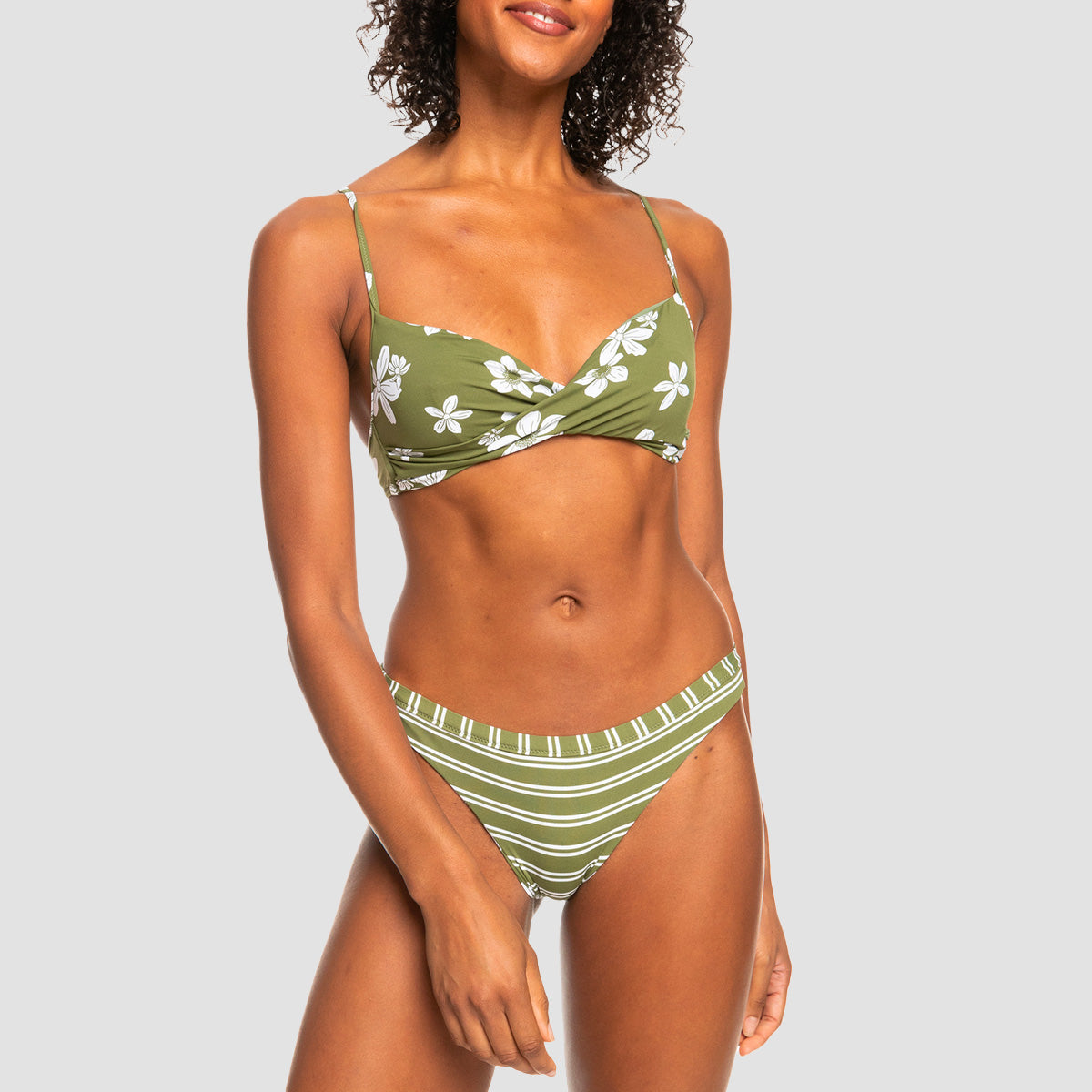 Roxy etro Revo Reversible Two Piece Bikini Set Loden Green Surfrider Spirit S - Womens