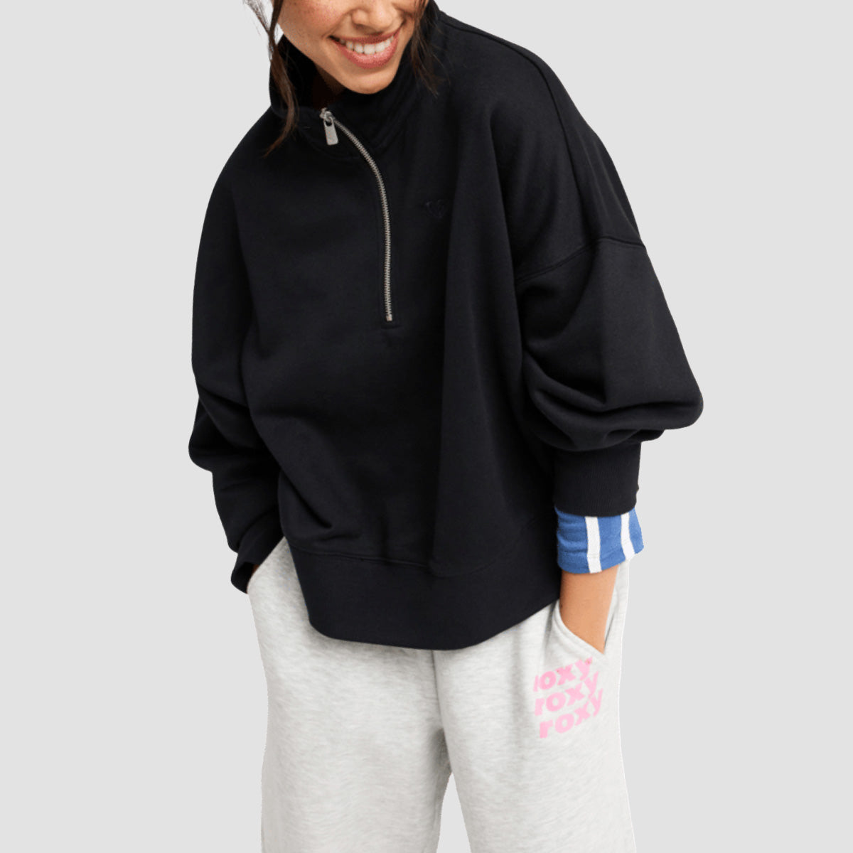 Roxy Everfree High Collar Sweatshirt Anthracite - Womens