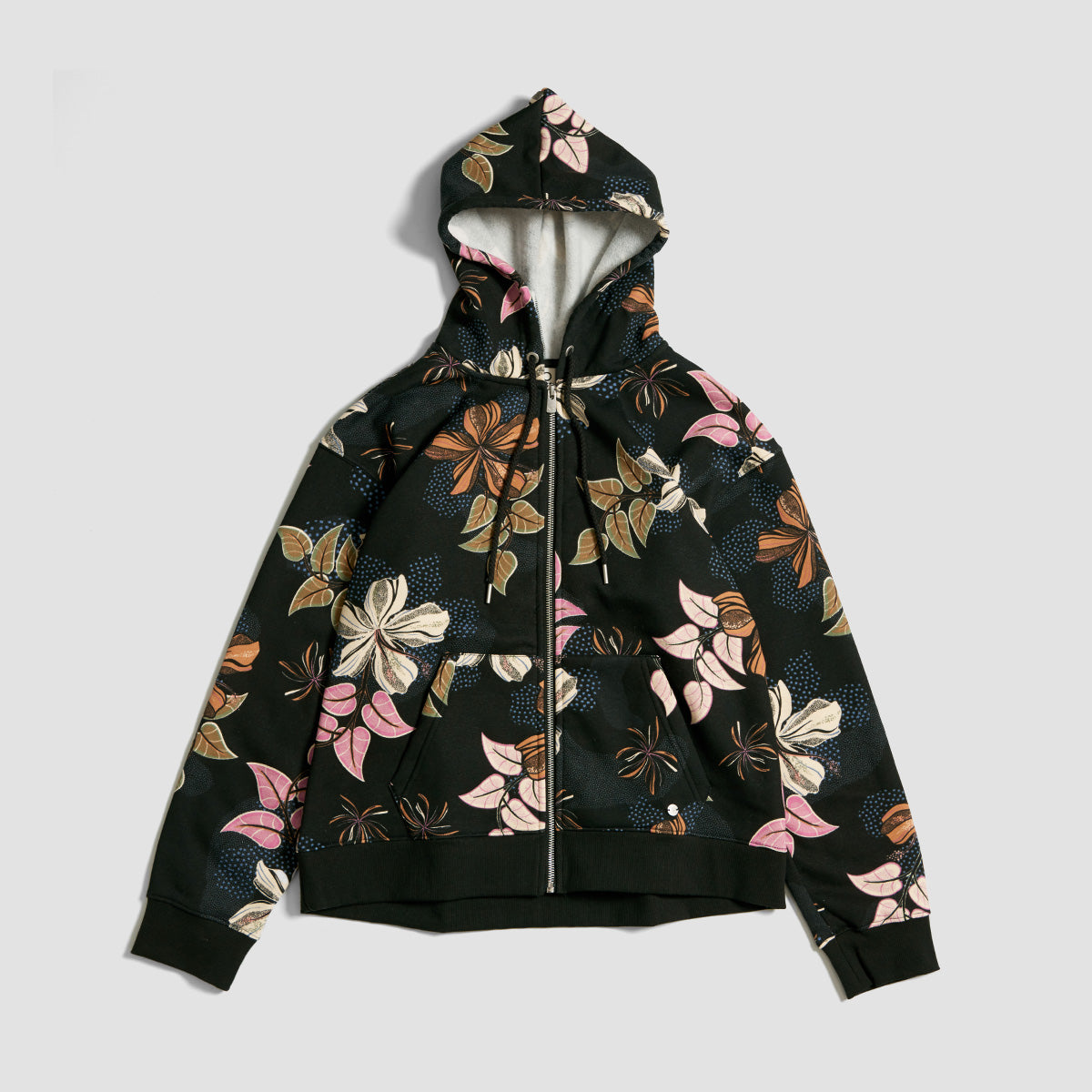 Roxy Feels Right Zip Hoodie Phantom Sunny Floral Weihai - Womens