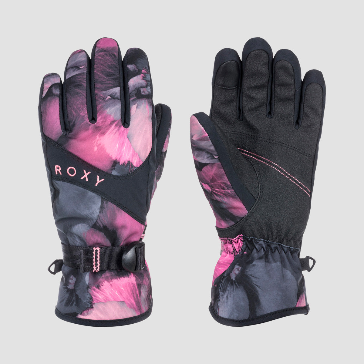 Roxy Jetty Snow Gloves True Black Pansy Pansy - Womens