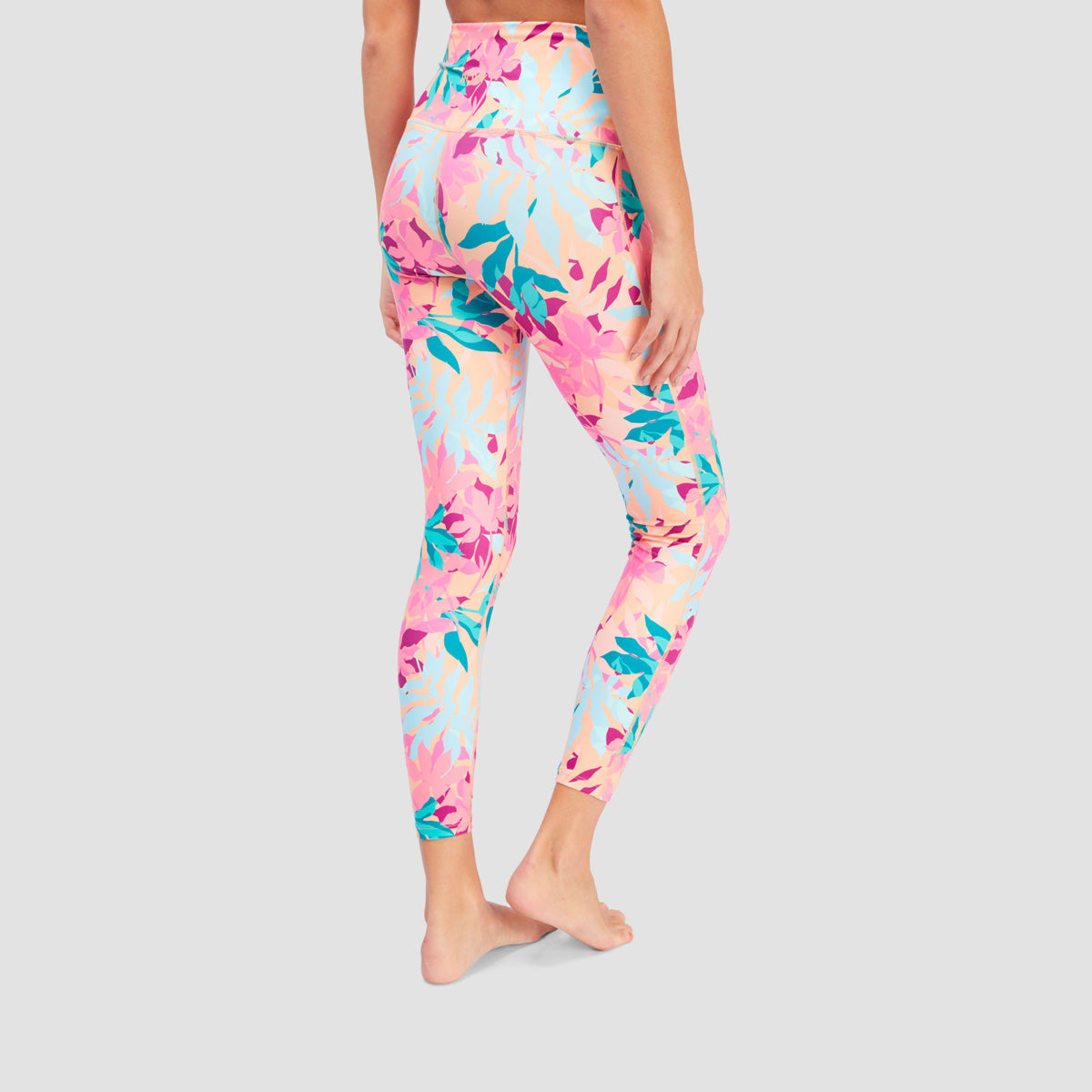 Roxy Kaileo Sports Leggings Canteloupe Tropi Palm - Womens