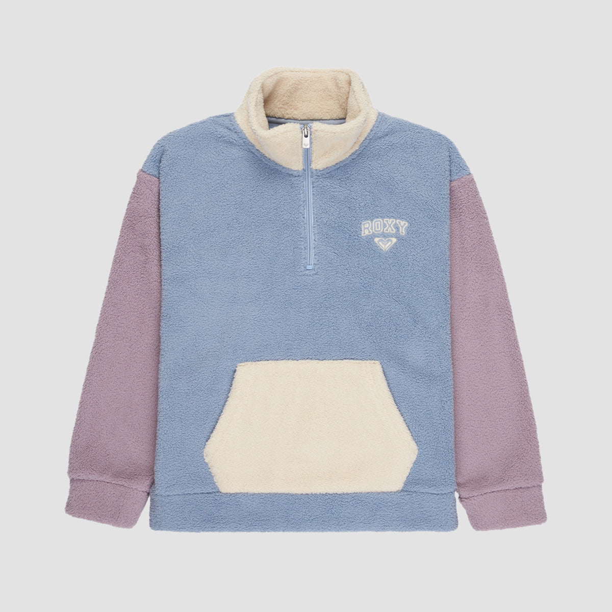 Roxy Lazy Weekend Half Zip Fleece Sweatshirt Blue Blizzard - Girls