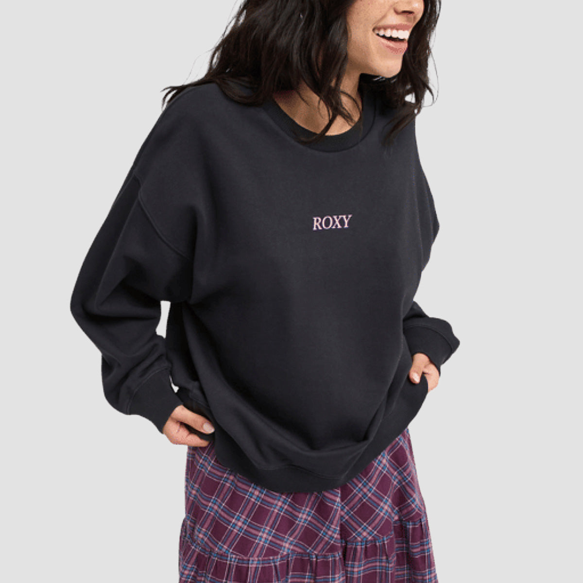 Roxy Lineup Crew Sweatshirt Anthracite - Womens