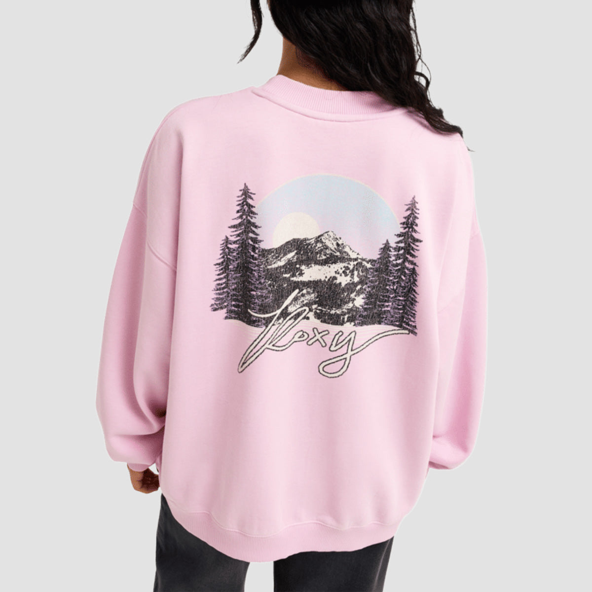 Roxy Lineup Oversized Crew Sweatshirt Pink Lavender - Womens