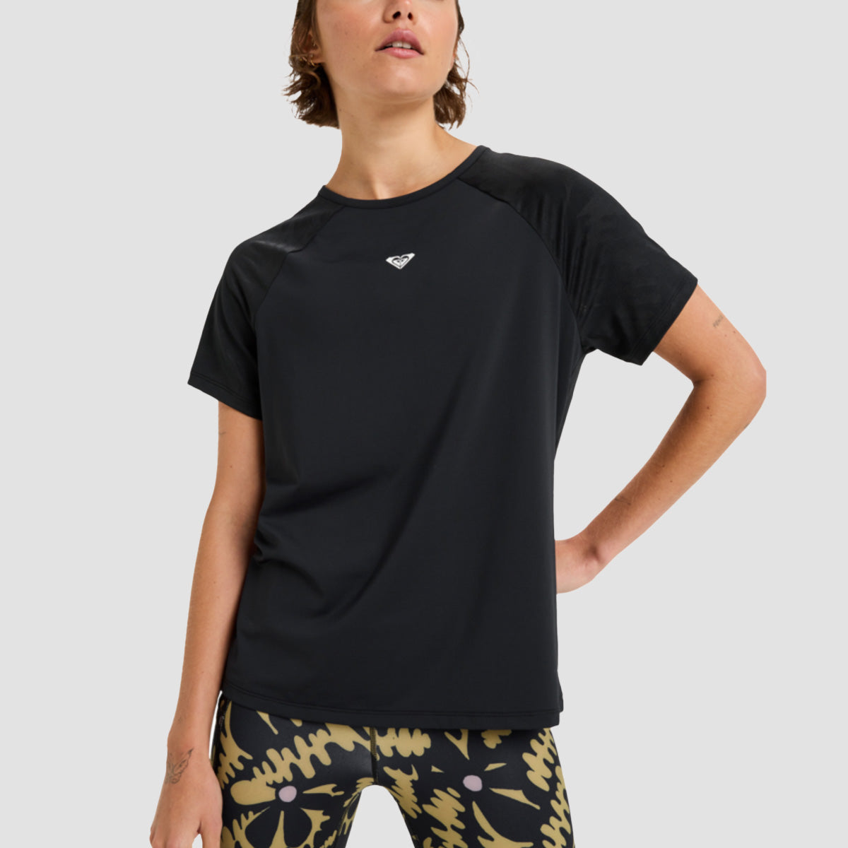 Roxy Move Free Mesh Technical T-Shirt Anthracite - Womens
