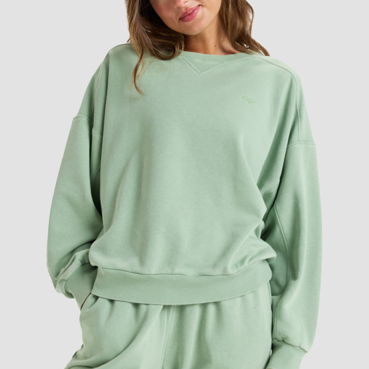 Roxy Oasis Haze II Crew Sweatshirt Basil - Womens