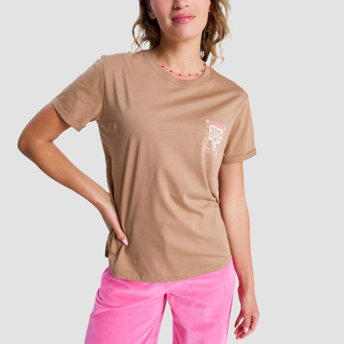 Roxy Ocean Poster Regular T-Shirt Woodsmoke - Womens