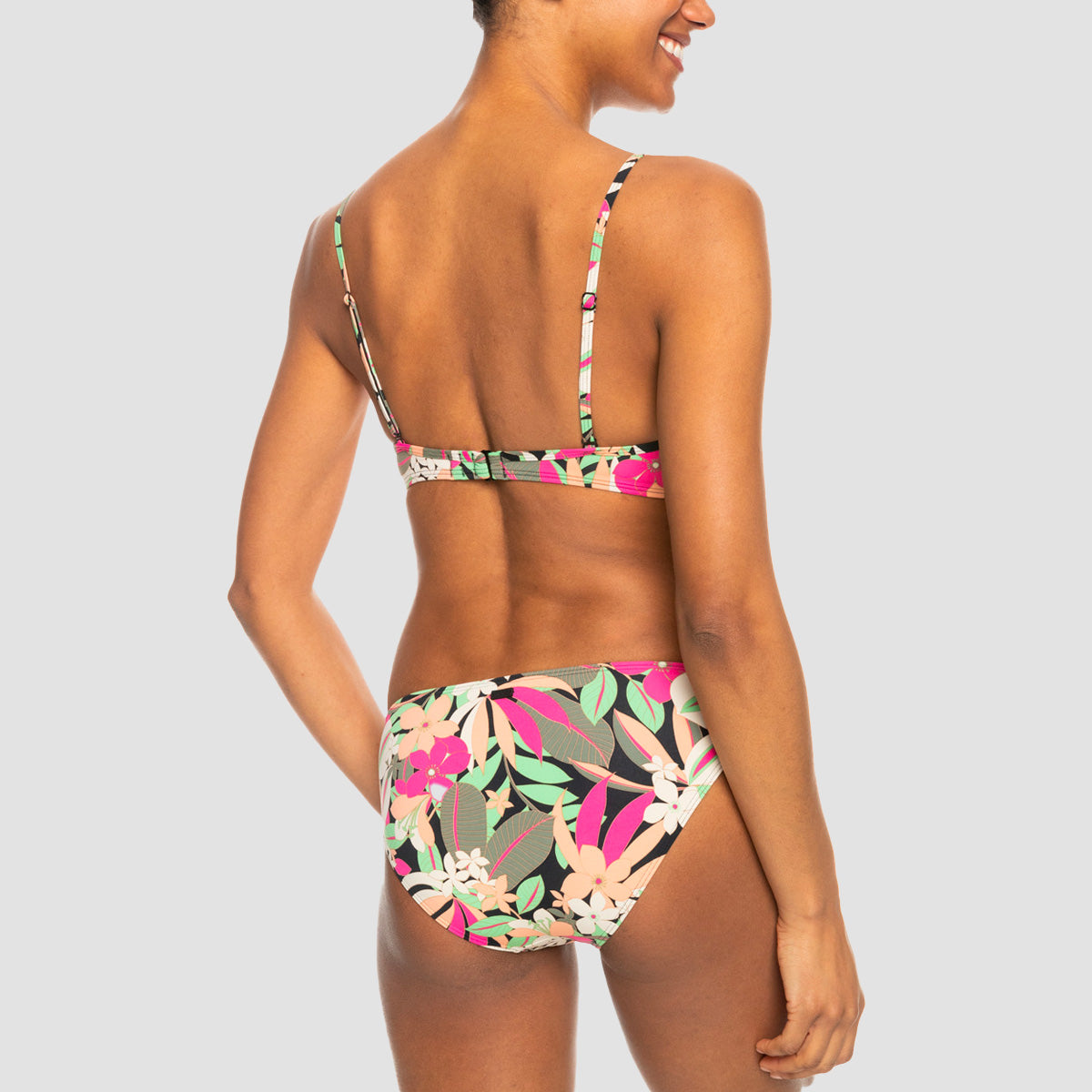 Roxy Printed Beach Classics Wrap Two-Piece Bikini Set Anthracite Palm Song Swim - Womens