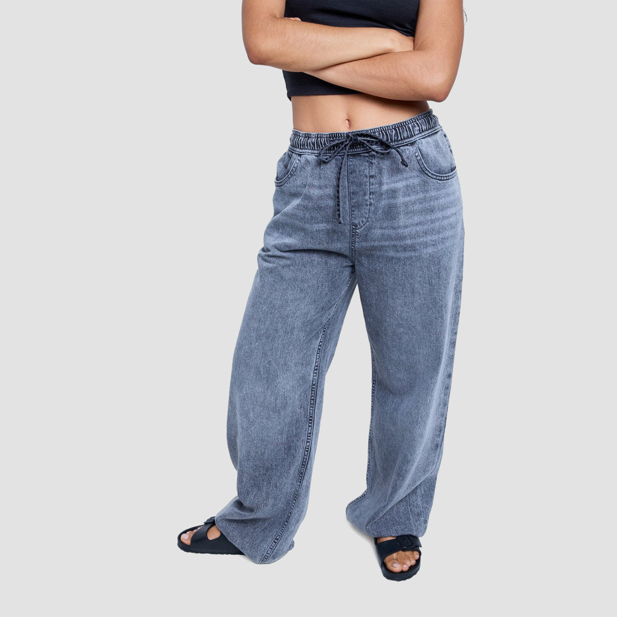 Roxy Stunning View Relaxed Fit Jeans Mid Grey - Womens