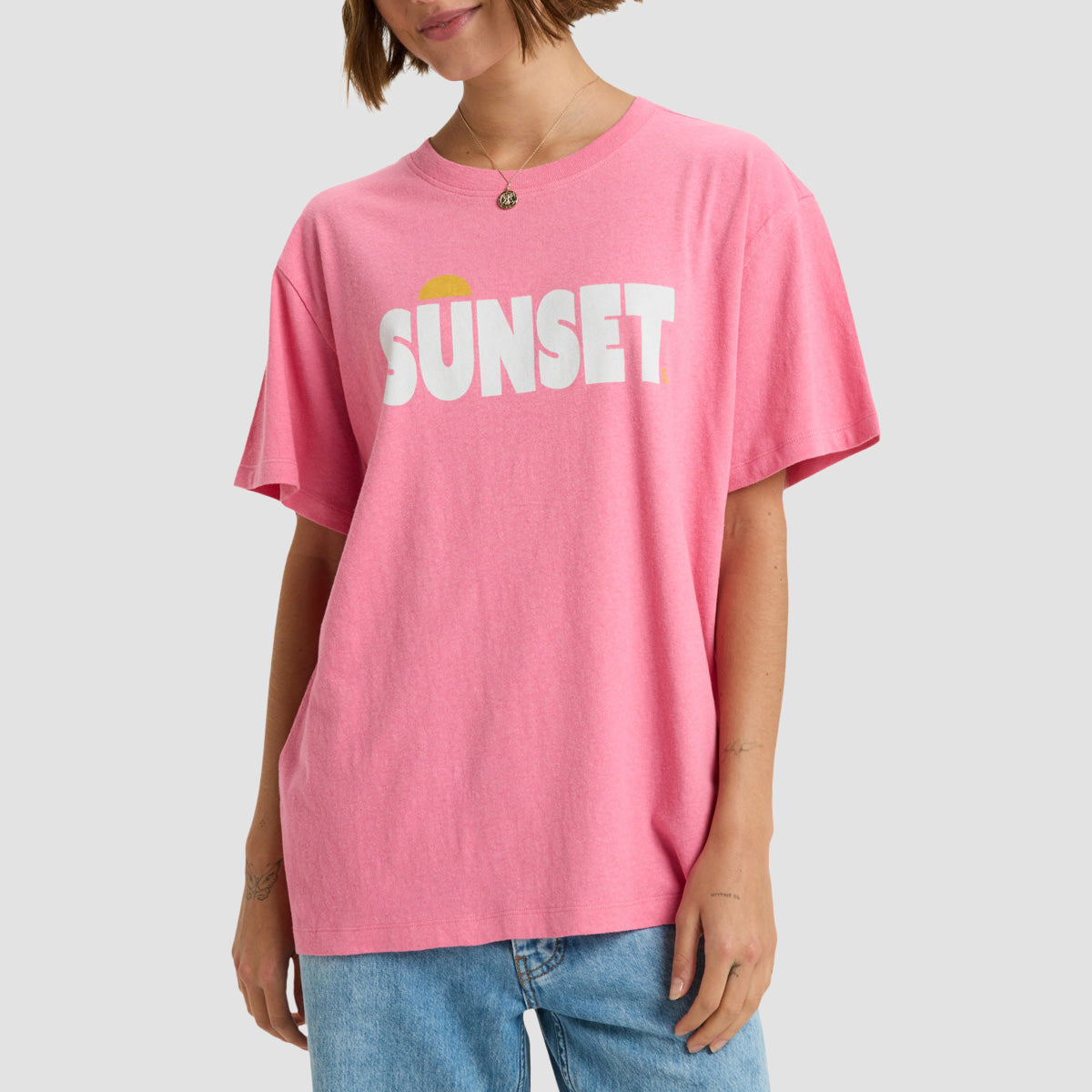 Pink Roxy Shirt Roxy Sunny Easy T-Shirt Pink Cosmos - Womens
