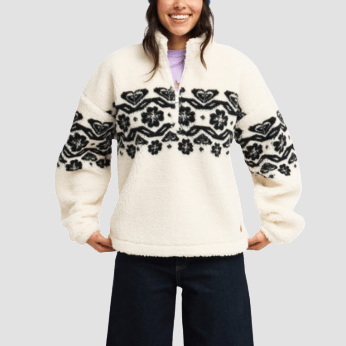Roxy Treasure Soul Half Zip Polar Jacket Coconut Milk - Womens