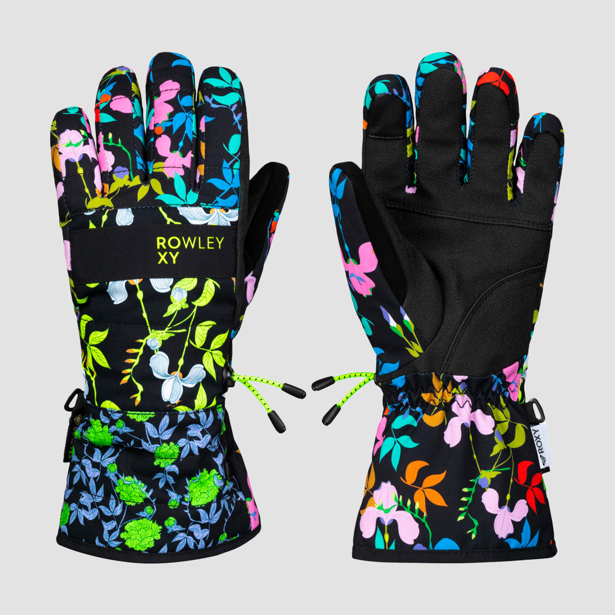 Roxy X Rowley Gore Tex Snow Gloves True Black Multifloral - Womens