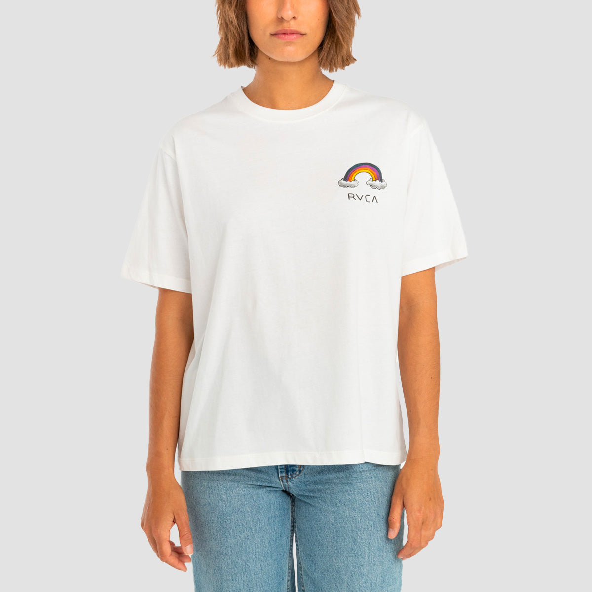 RVCA Andrew Pommier Rainbow Connection T-Shirt Vintage White - Womens