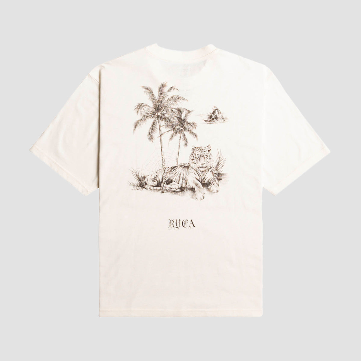 RVCA Benjamin Jean Jean Tiger Beach T-Shirt Vintage White - Womens