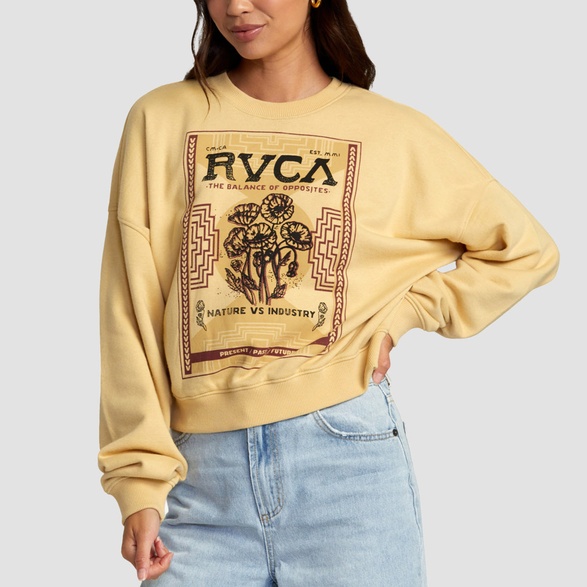 RVCA Court Crew Sweatshirt Sahara Sun - Womens