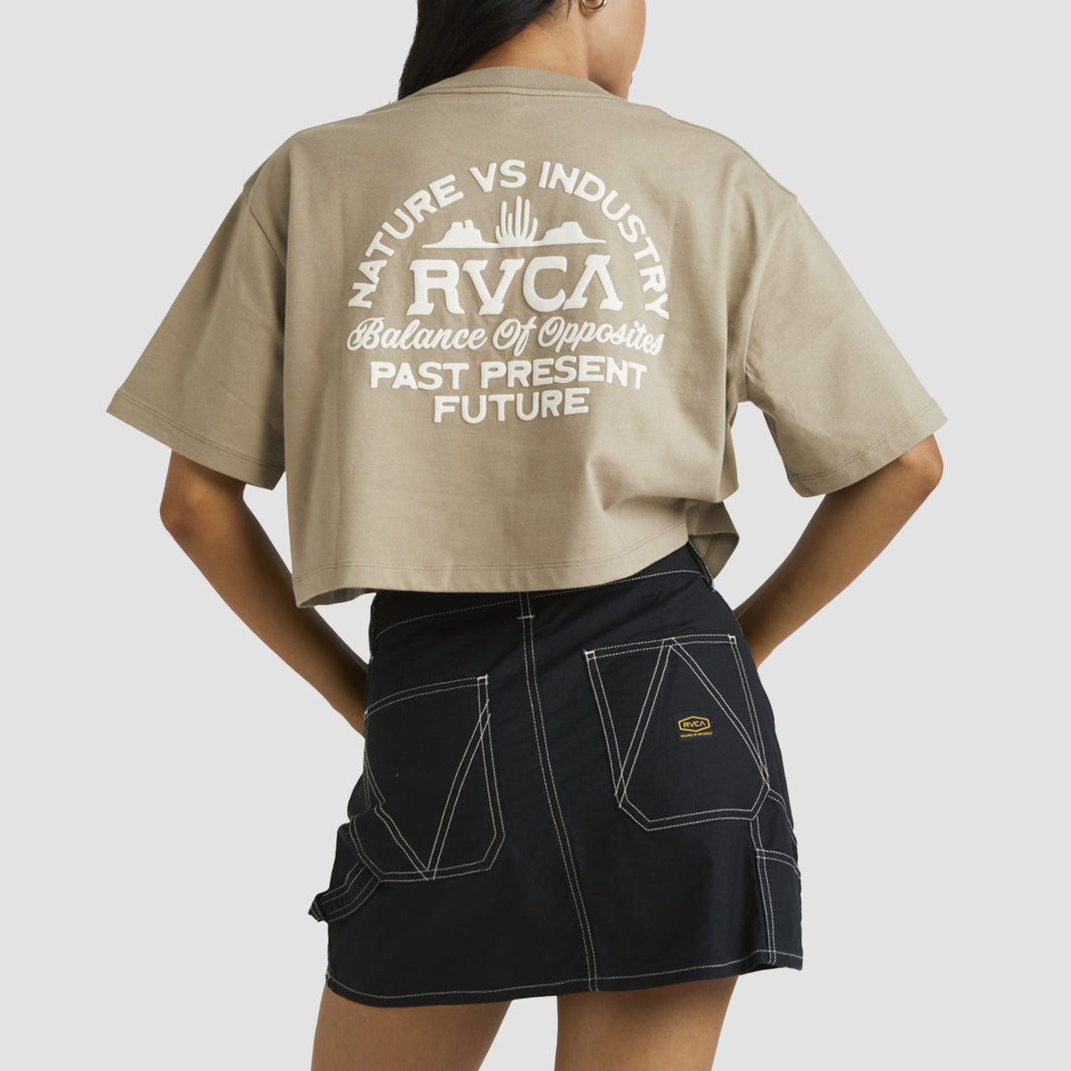 RVCA Deserted T-Shirt Dark Khaki - Womens