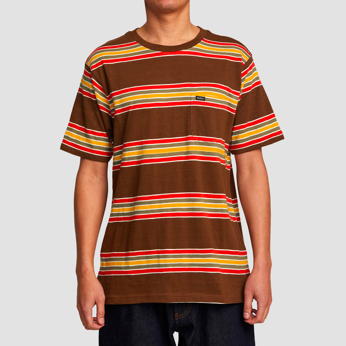 RVCA Somedays Stripe T-Shirt Bombay Brown