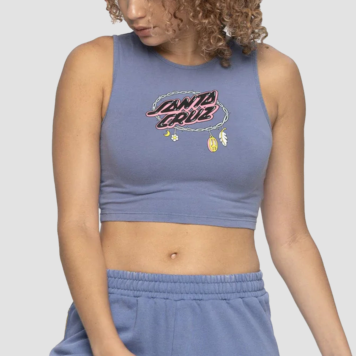 Santa Cruz Barbed Oval Dot Crop Vest Navy Wash - Womens