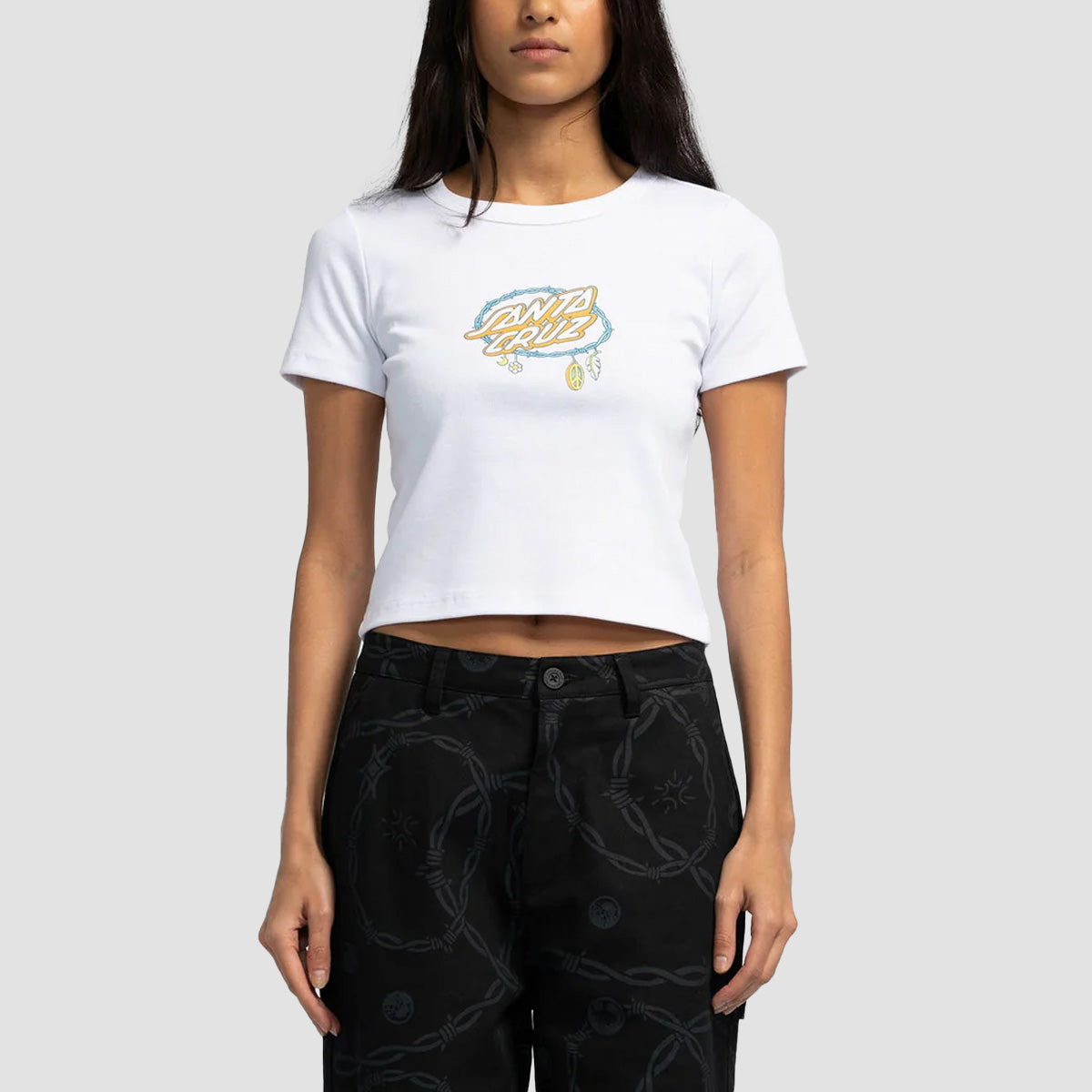 Santa Cruz Barbed Oval Dot Front T-Shirt White - Womens